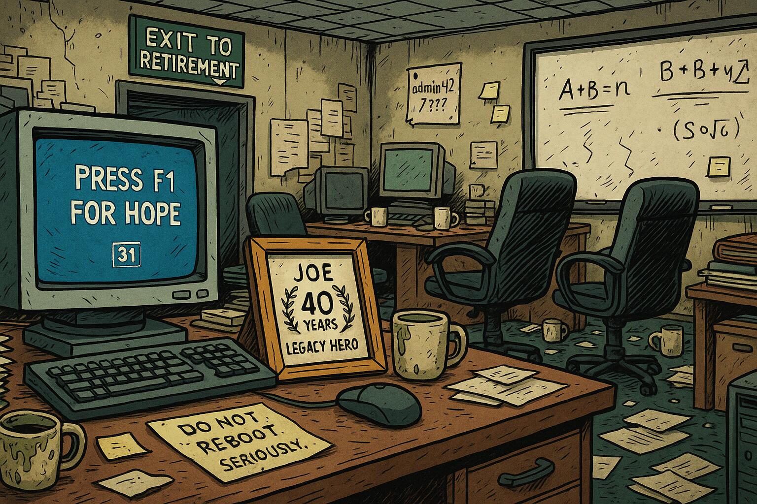 Cover art for The Brain Drain Blues (1.1) with a comedic office vibe