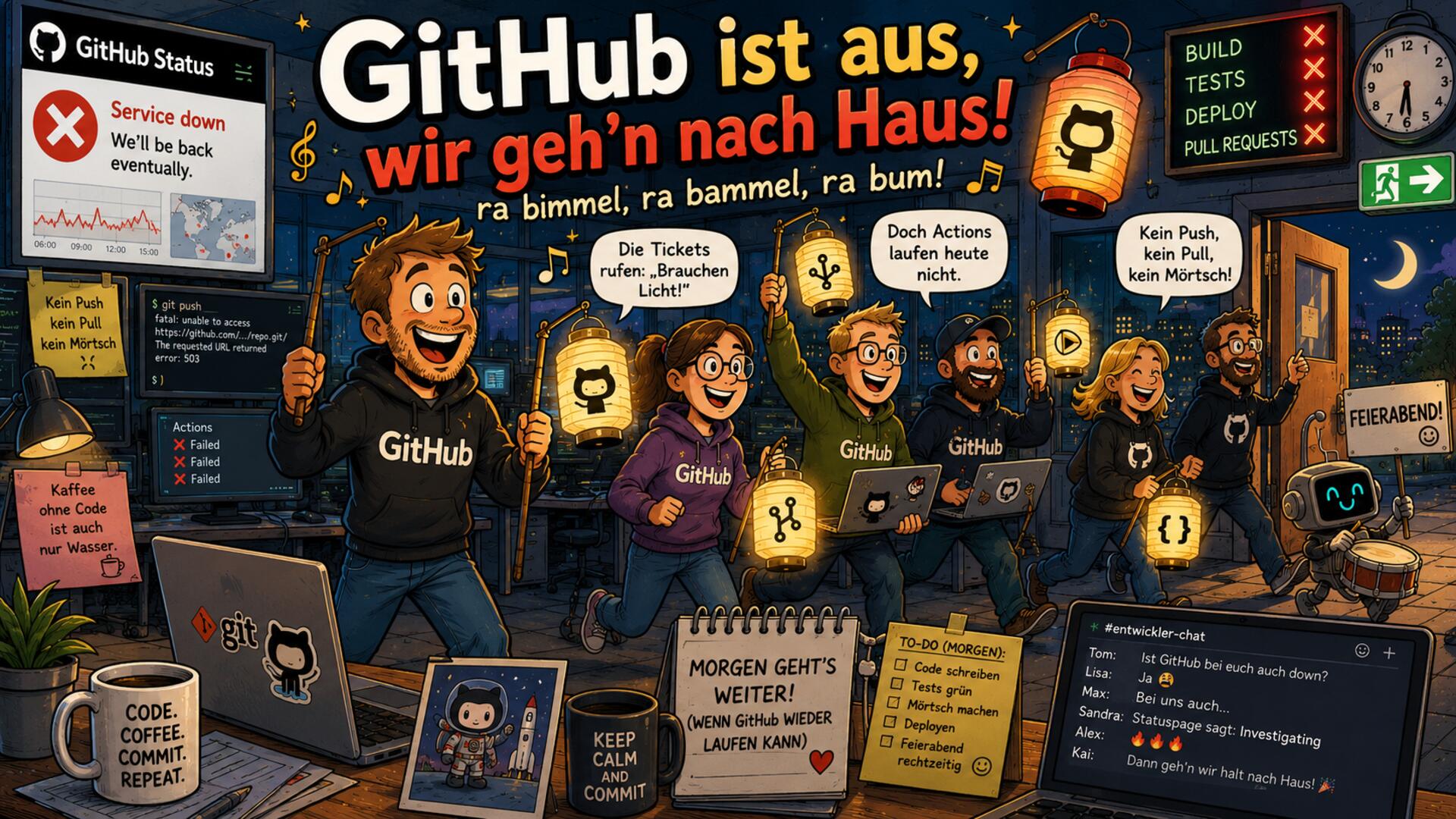 GitHub ist aus, wir geh’n nach Haus